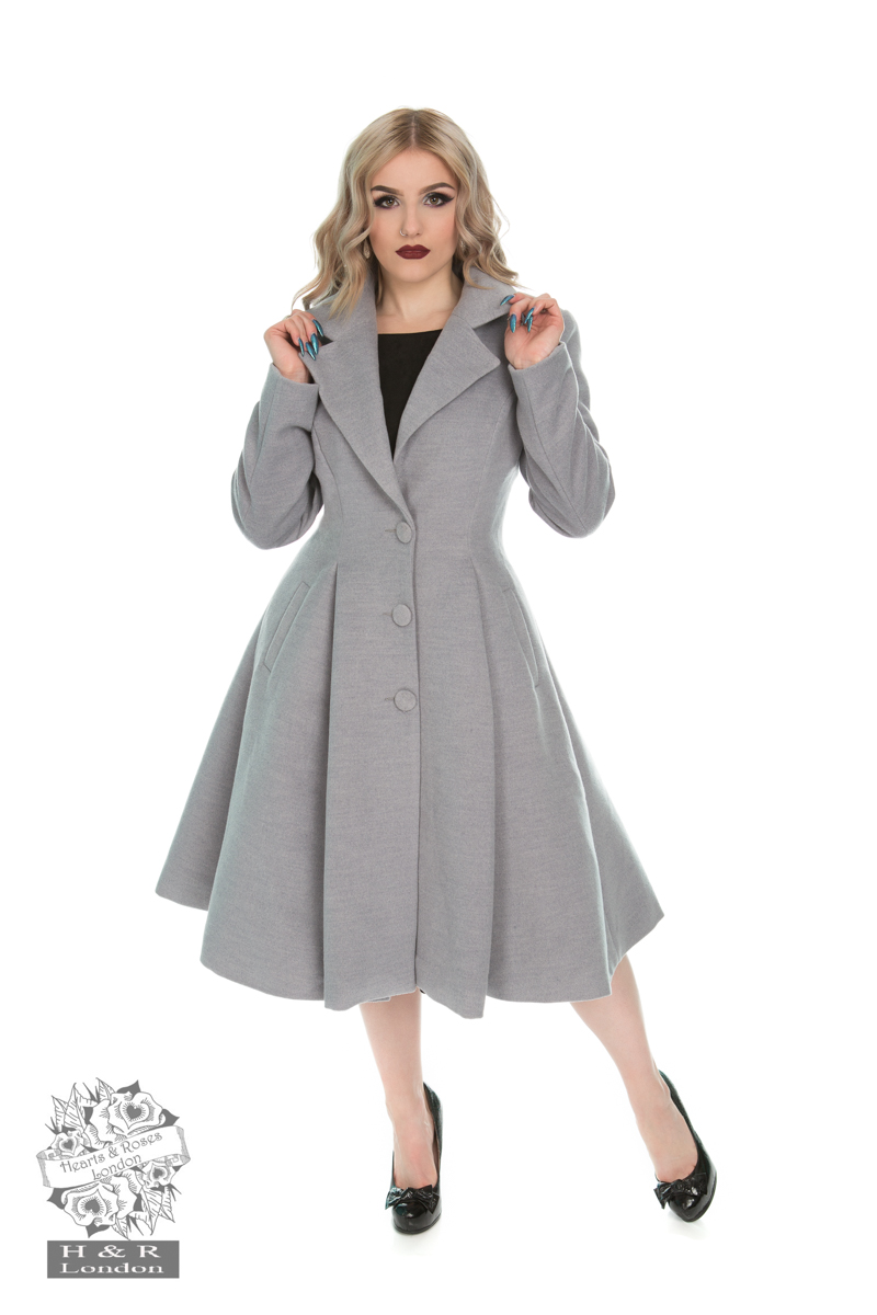 Lauren Single Breasted Swing Coat In Grey